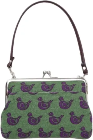 [倭物や Kaya] Retro Gamaguchi with Strap - Purse with Clasp/Japanese Retro Purse Partition Classical Coin Case Strap attached 7JMP0210 Pigeon