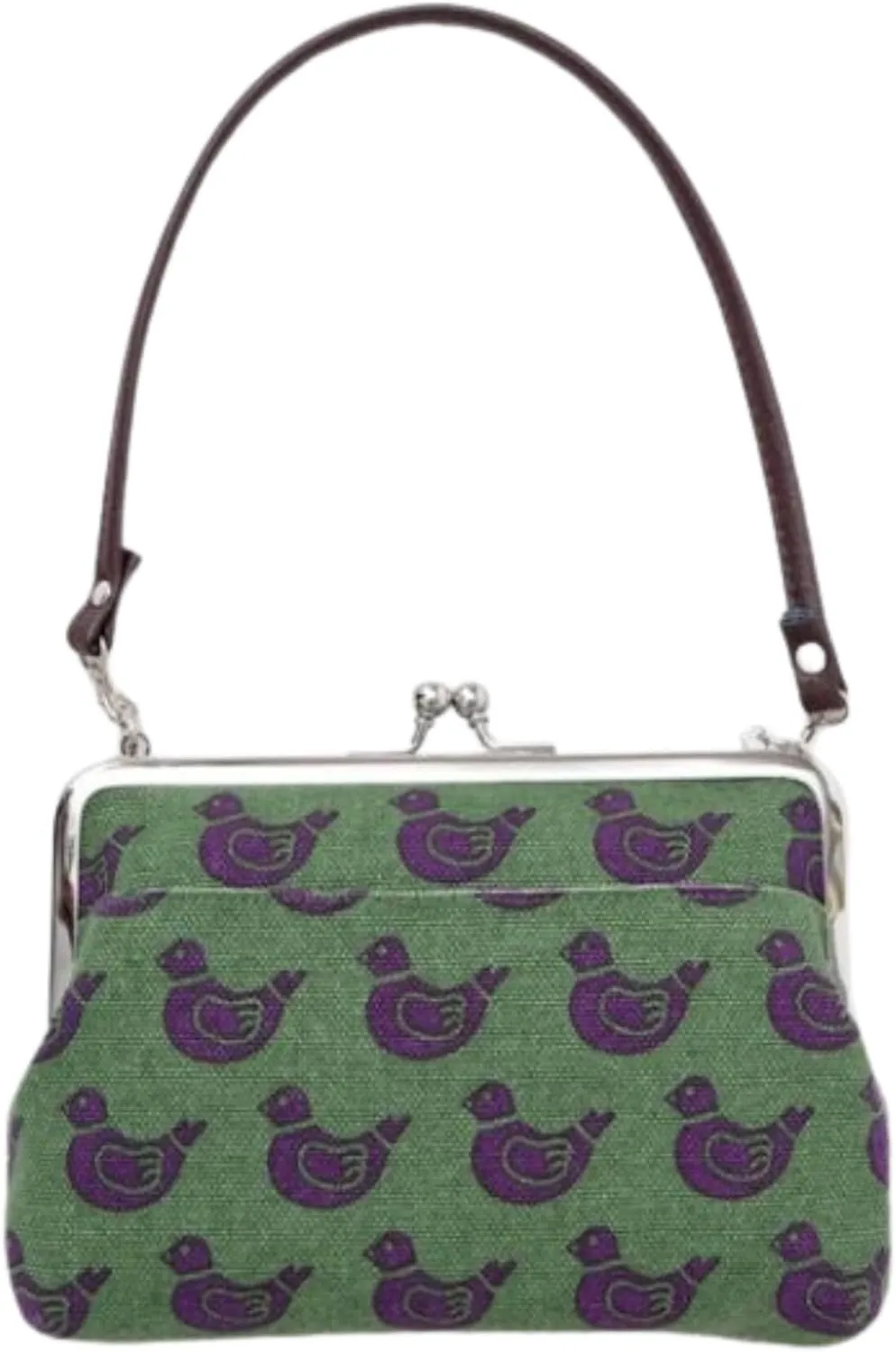 [倭物や Kaya] Retro Gamaguchi with Strap - Purse with Clasp/Japanese Retro Purse Partition Classical Coin Case Strap attached 7JMP0210 Pigeon