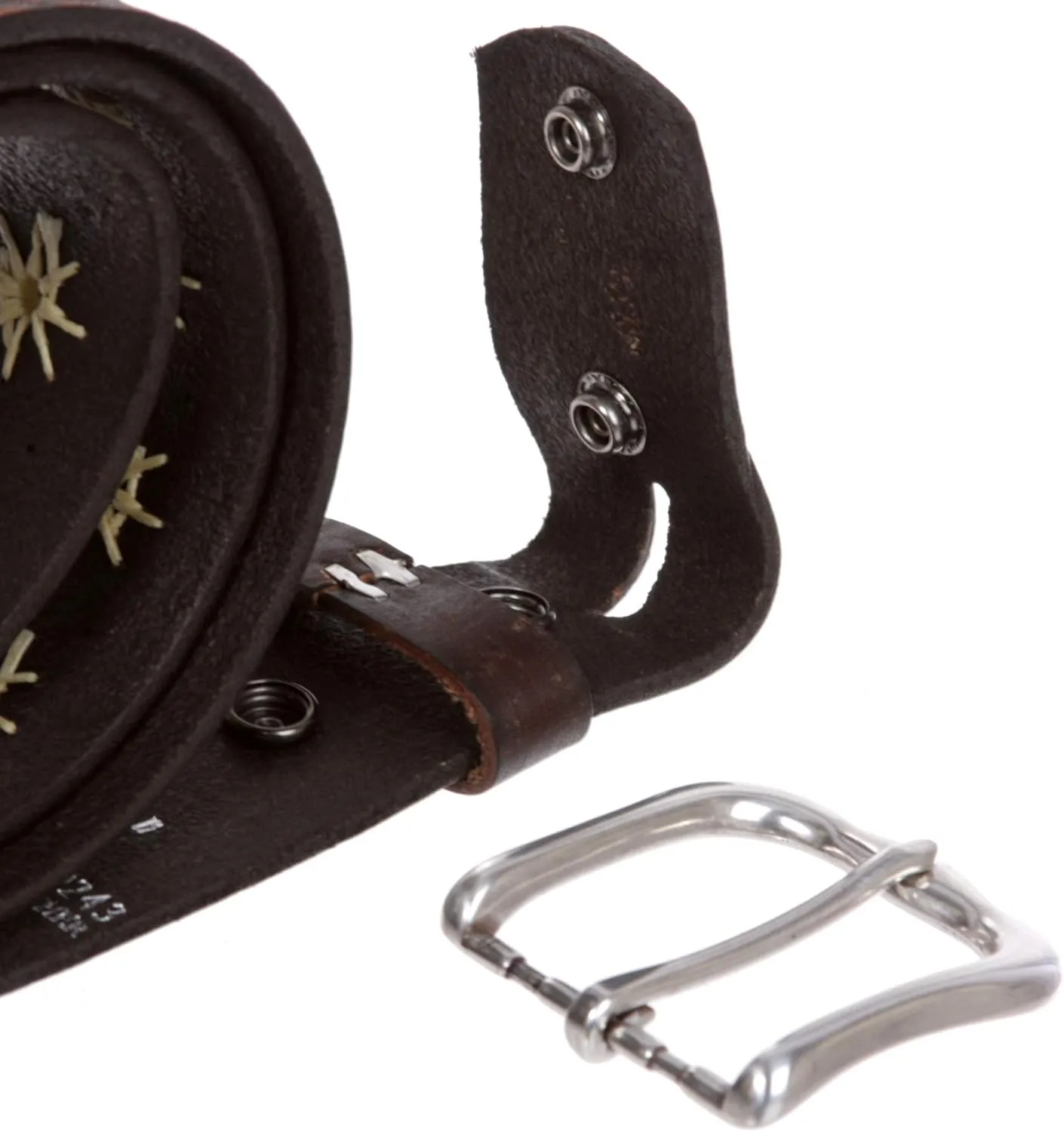 1 1/2" (38 mm) Snap on Western Vintage Embossed Sunflower Leather Belt