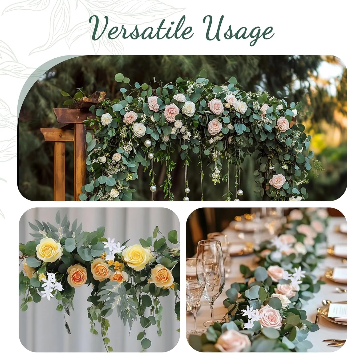 100Pcs 6 Kinds Mixed Artificial Eucalyptus Leaves Stems Bulk, Fake Silver Dollar Eucalyptus Leaves Bundle, Faux Plants Greenery for Wedding DIY Bouquet Floral Arrangement Party Decor Outdoor Indoor