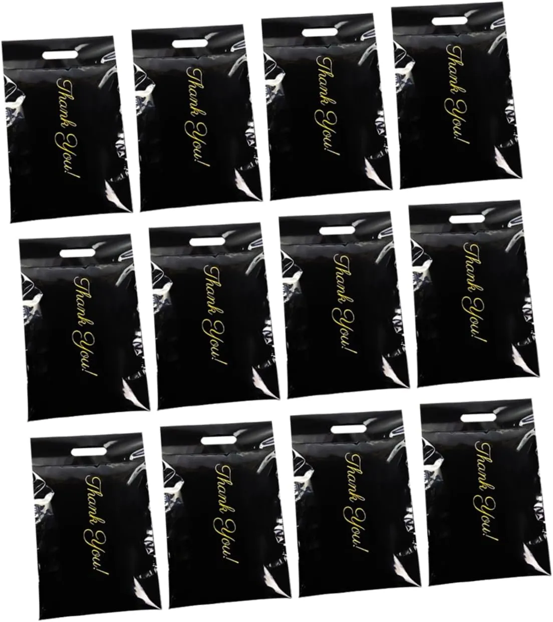 100pcs Black Tote Bag Bags Waterproof Tear-proof Pe Plastic Bulk Thank You Merchandise Packaging
