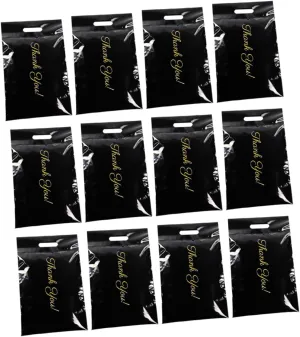 100pcs Black Tote Bag Bags Waterproof Tear-proof Pe Plastic Bulk Thank You Merchandise Packaging