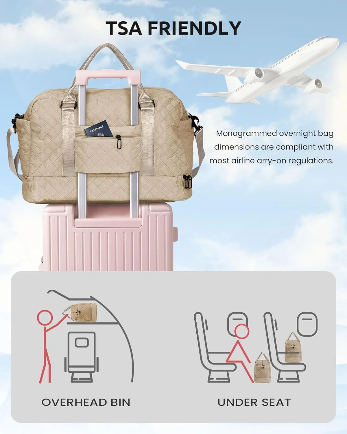 12 13 14 15 16 Years Old Girl Gifts, Kids Travel Bags with Shoe Compartment, Personalized Weekender Bag, Monogram Overnight Bag for Women, Letter Travel Bag with Makeup Bag (Letter O)