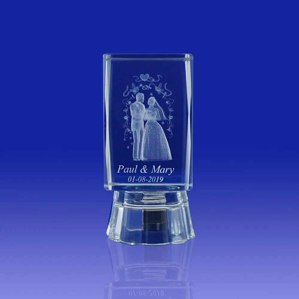 12 Pcs Personalized Custom Laser Engraving 3D Wedding Crystal Cube Party Favors with Organza Bags/Recuerdos para Boda (2.5"H) (12 Pieces)