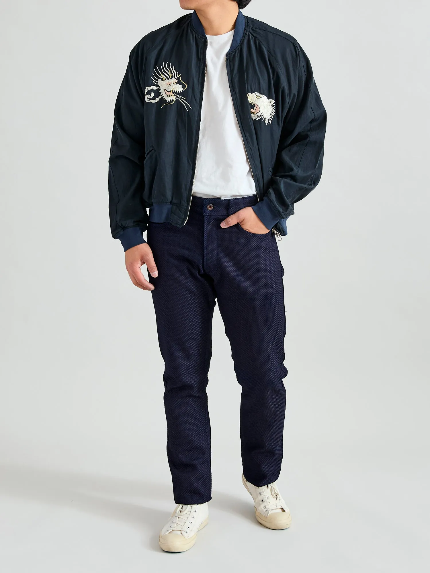 12oz Sashiko Indigo Denim - Spikes Fit