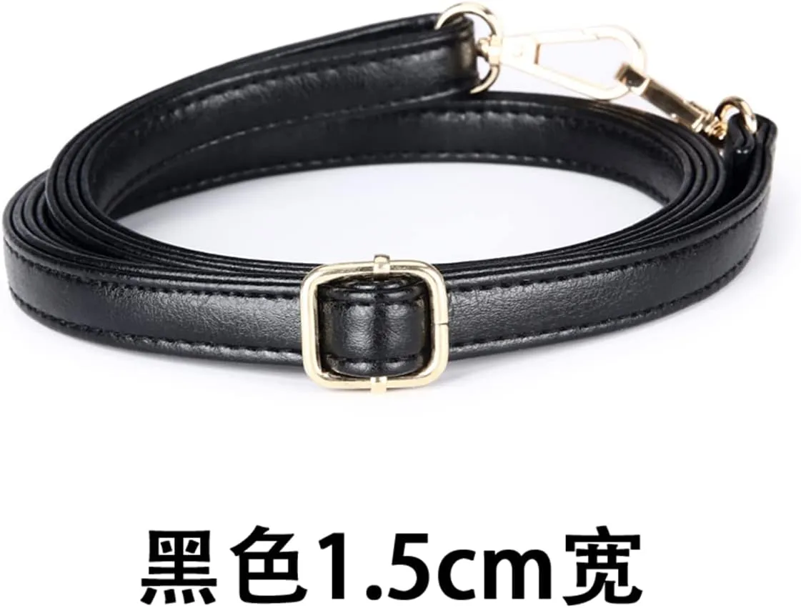 1.5 cm Purse Straps Replacement Crossbody Sheepskin Pattern Leather Adjustable Shoulder Bag Strap for Cross body Handbag 59" (Black)