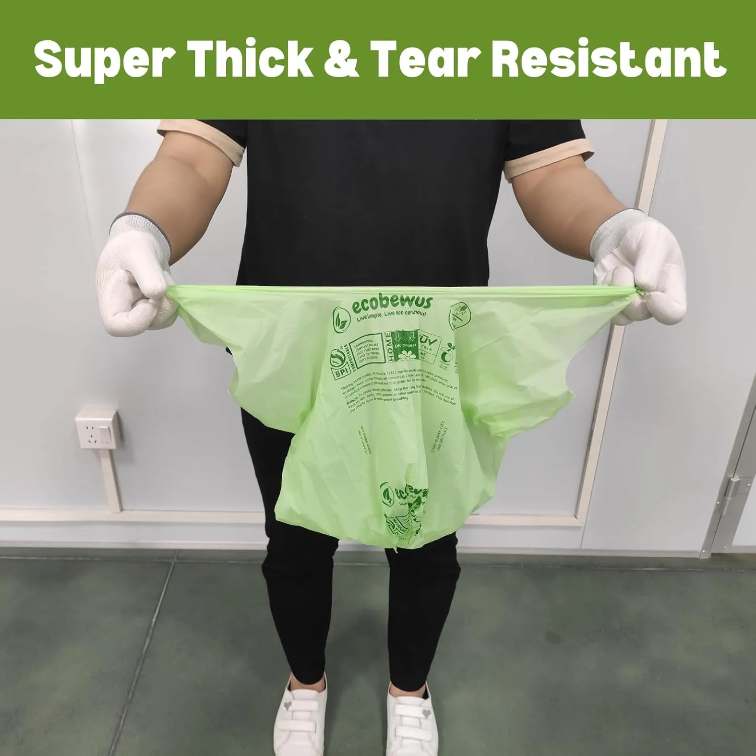 1.6 Gallon 100% Compostable Bags Handle Tie (120 Bags) Small Disposable Compost Trash Bags Food Scrap Garbage Bags US BPI Certified TUV OK Compost Home Certified Meeting ASTM D6400 (120 ct.)