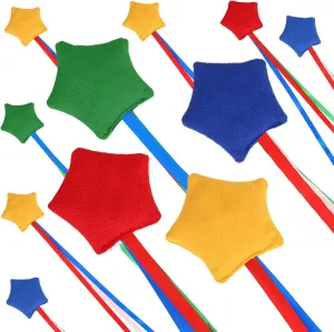 16Pcs Nylon Star Bean Bags Toss Game for Kids Colorful Cornhole Game Bags for Party Gathering Game Outdoor Toy Supplies (Red, Green, Blue, Yellow)