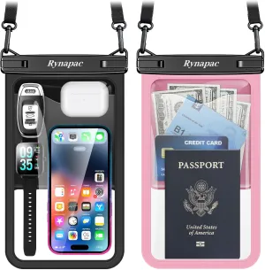 2 Pack Waterproof Phone Pouch - 10in Waterproof Phone Case with Lanyard, IPX8 Cell Phone Dry Bag Beach Cruise Ship Essentials for iPhone 16 15 14 13 Pro Max, Galaxy S24 S23 S22 Ultra