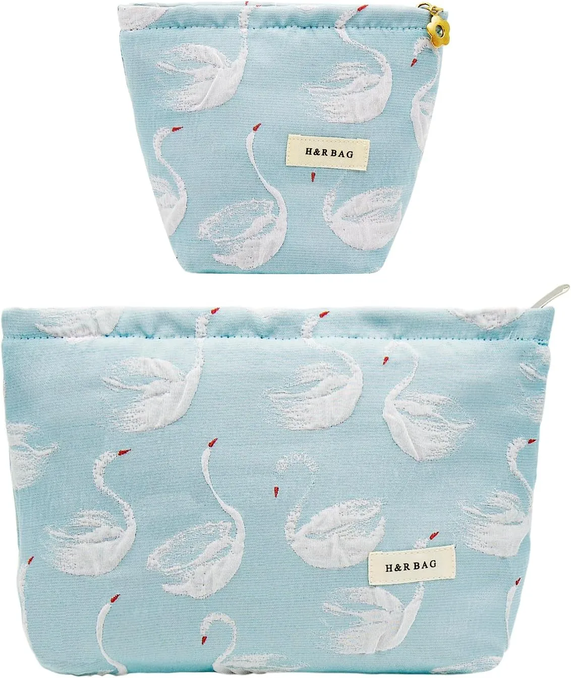 2 Pcs Makeup Bags, Large Cosmetic Bag Travel Toiletry Bag Organizer for Women, Embroidery Craft, Floral Makeup Bag Small Cosmetic Pouch Purse with Zipper Gifts for Girls Teen