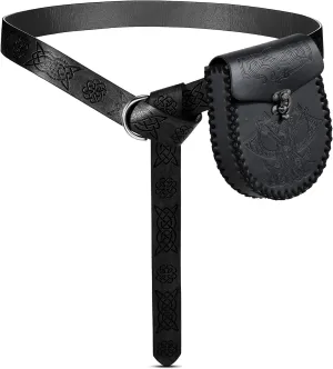 2 Pcs Medieval Viking Belt Leather PU Viking Belt Pouch for Retro Medieval Bag Side Pack Renaissance Accessories