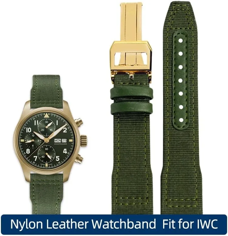 20mm 21mm 22mm Nylon Leather Watchband Fit for IWC Le Petit Prince Big Pilot TOP GUN IW3777 Black Sport Canvas Watch Strap