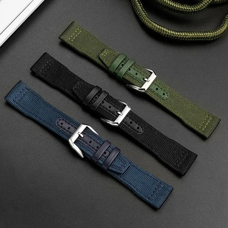 20mm 21mm 22mm Nylon Leather Watchband Fit for IWC Le Petit Prince Big Pilot TOP GUN IW3777 Black Sport Canvas Watch Strap