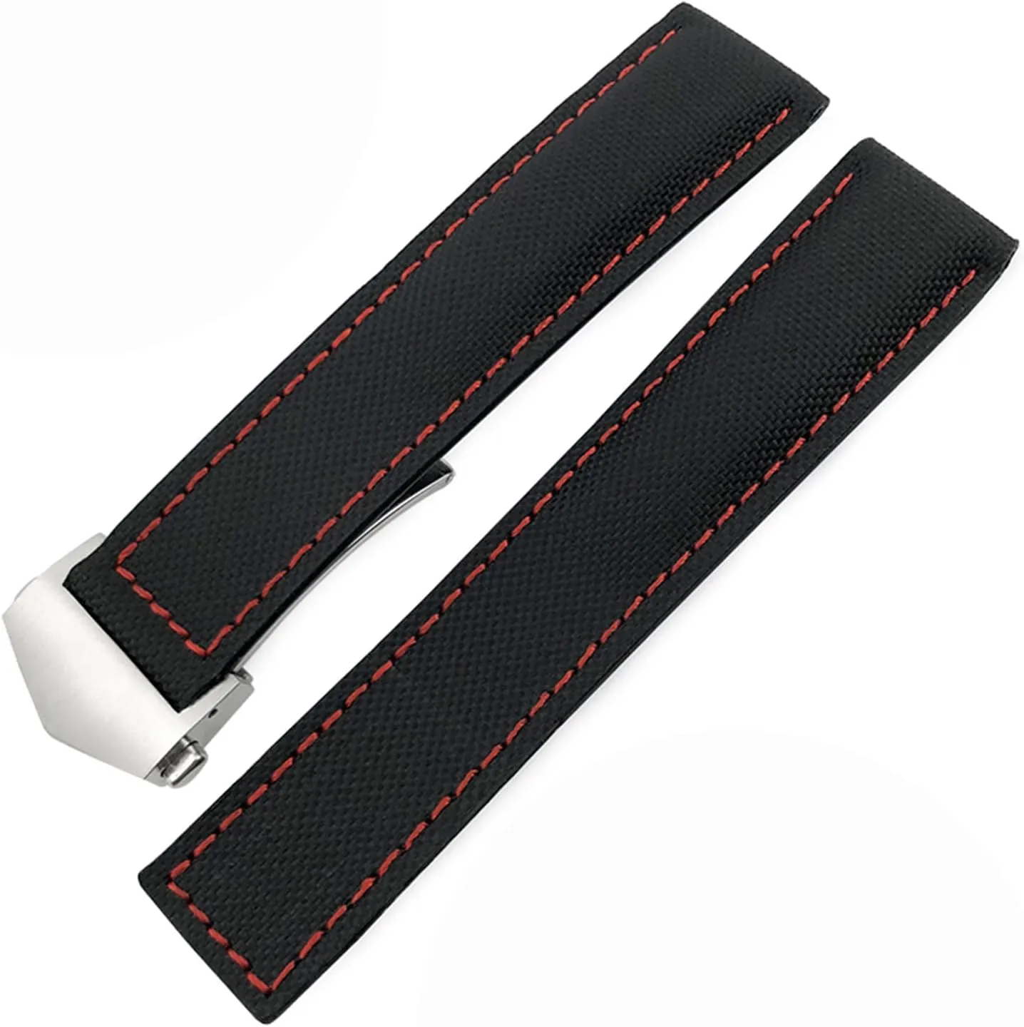 20mm 22mm Watch Bracelets Canvas Nylon Leather Watch Strap Fold Buckle Black Watch Band，for Carrera AQUARACER Series Watch Band Replace