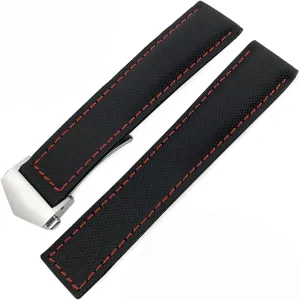 20mm 22mm Watch Bracelets Canvas Nylon Leather Watch Strap Fold Buckle Black Watch Band，for Carrera AQUARACER Series Watch Band Replace