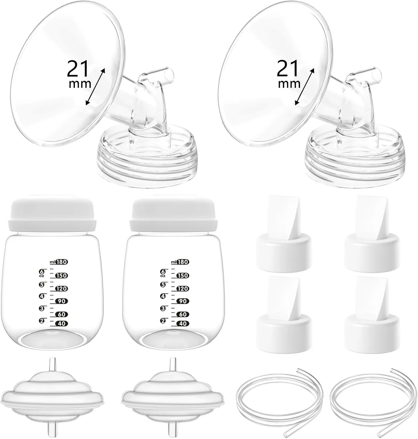 21mm Pump Parts Compatible with Spectra S1/S2/9 Plus,Spectra Replacement Pump Parts,Full Set Replace Include 21mm Flange, Duckbill Valve, Backflow Protector, Tubing and Bottle