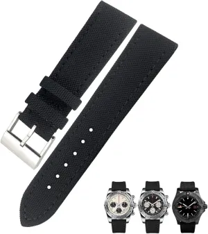 22mm 24mm Nylon Fabric Watchband for Breitling Strap for Avenger NAVITIMER World Avenger Navitimer Leather Canvas Bracelet (Color : 26mm, Size : 22mm)
