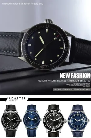 23.0Mm High Density Canvas Nylon Watch Band Special For Blancpain Fifty Fathoms 5000 5015 Strap Butterfly Buckle produced in china