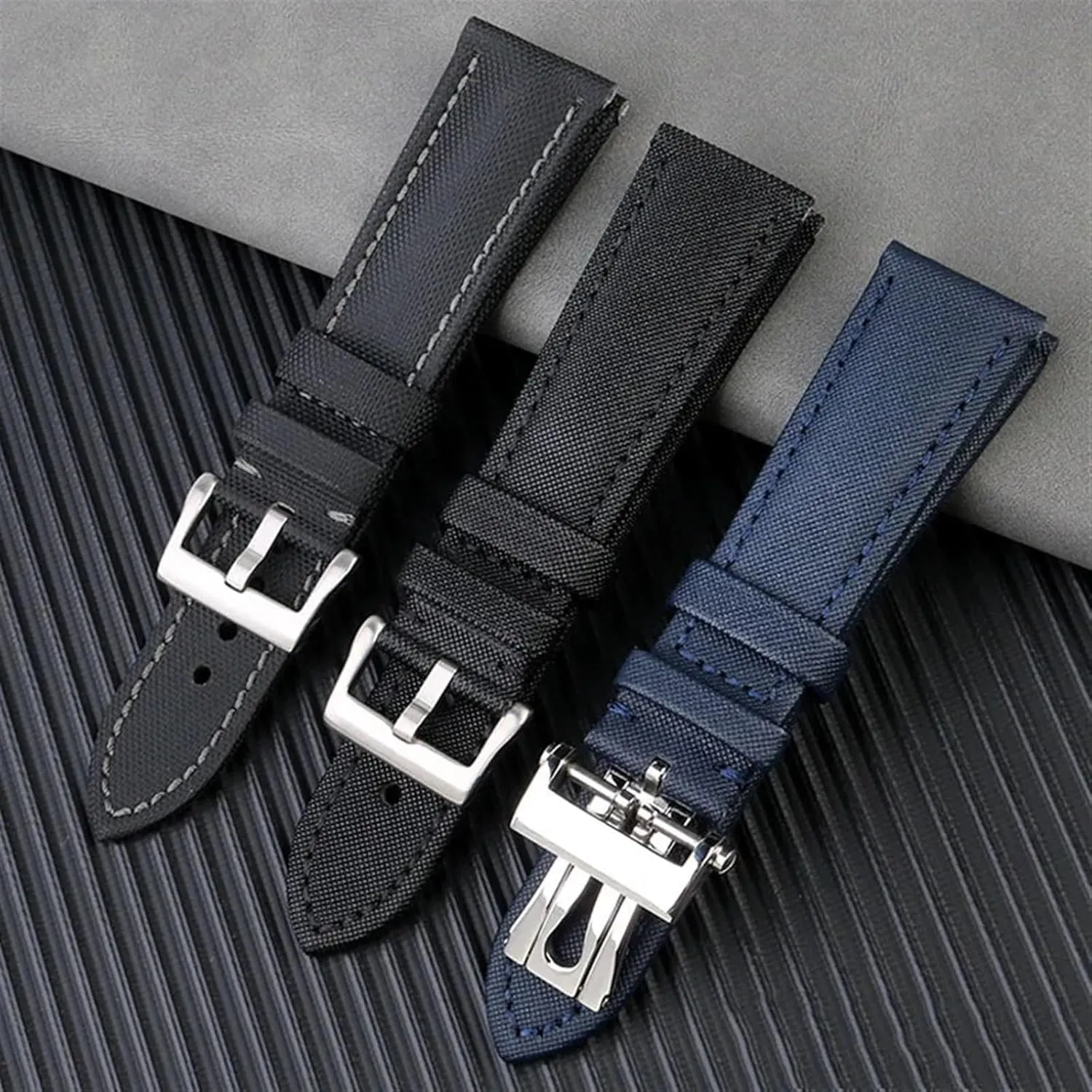 23mm High Density Nylon Watchband Special For Blancpain Fifty Fathoms 5000 5015 Strap Butterfly Buckle Wristband Canvas Leather Bottom Watch Strap