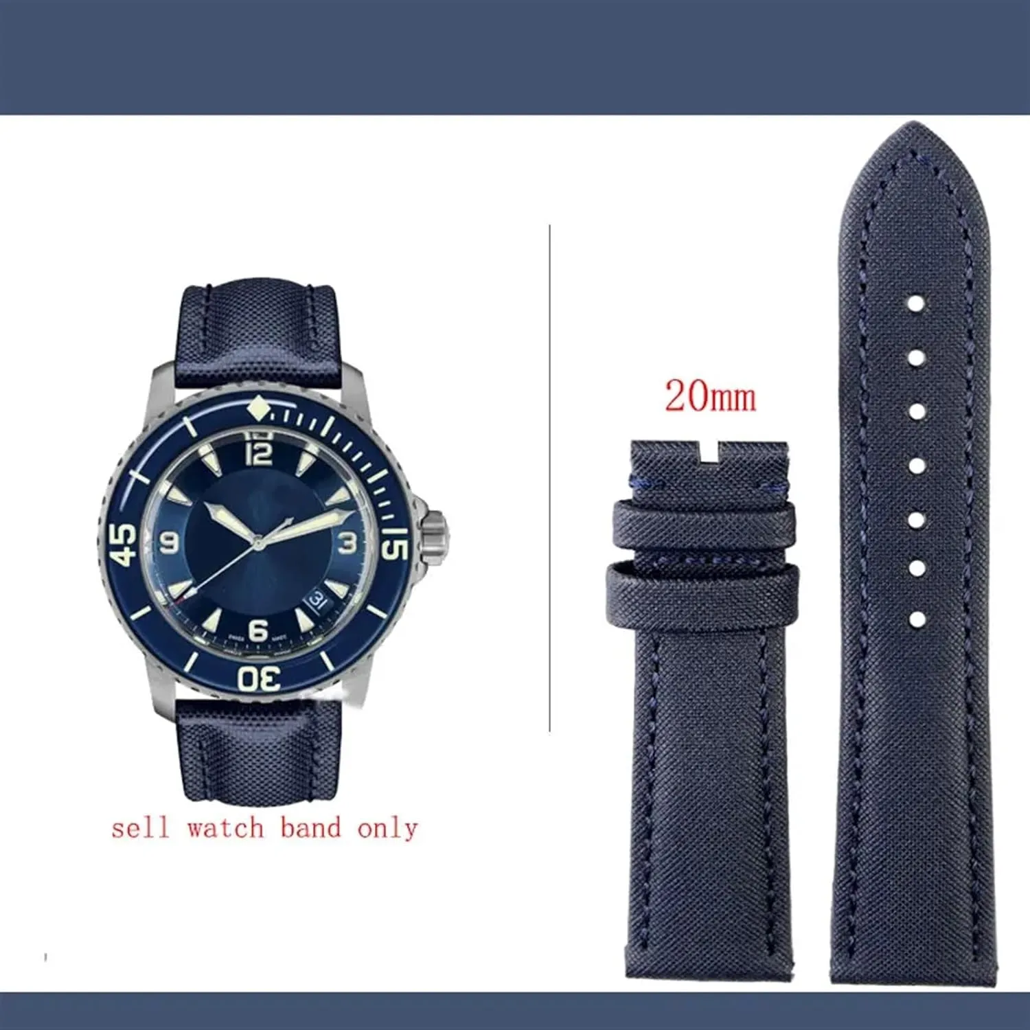 23mm High Density Nylon Watchband Special For Blancpain Fifty Fathoms 5000 5015 Strap Butterfly Buckle Wristband Canvas Leather Bottom Watch Strap