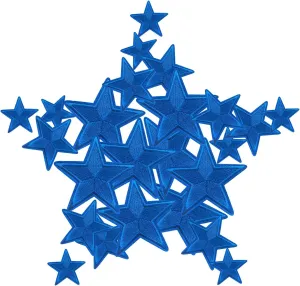 24PCS Star Iron on Patches - Star Decoration Embroidered Patches for DIY Crafts, Backpacks, Bags, Hats, Coats, Clothes - Blue