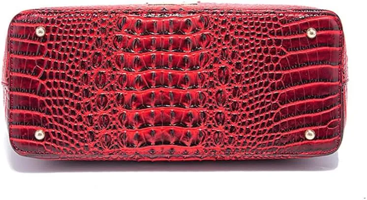 2PCS Set Tote Handbag for Women Crocodile Print Shoulder Purse Leather Work Shopper Top-handle Bag with Clutch