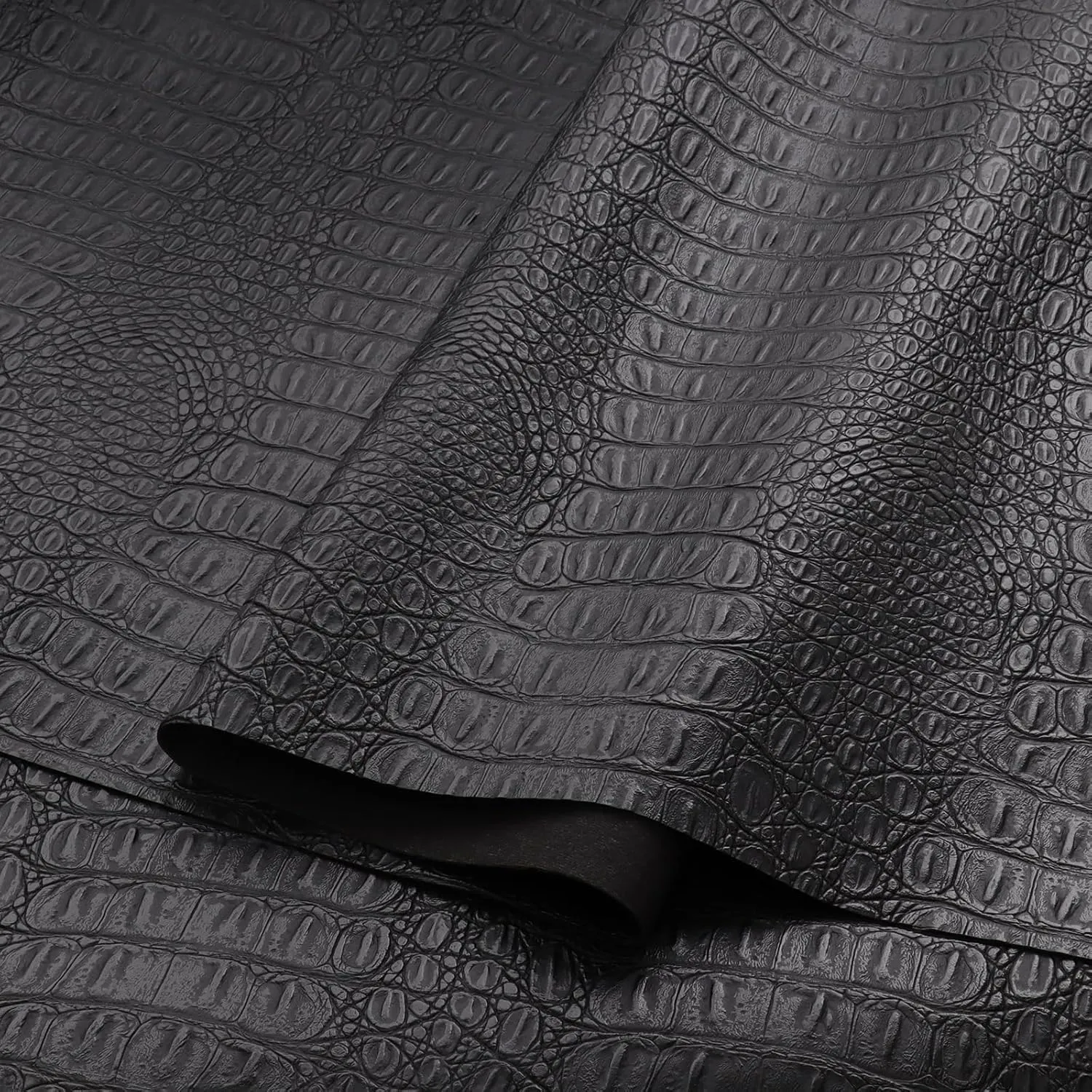 36"x54" Crocodile Pattern Faux Leather Fabric Marine Vinyl Soft Alligator Synthetic Leather Sheets for DIY Upholstery,Crafts,Handbags,Furniture Wrapping 0.5mm Thick (Black, 36inchx54inch)