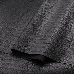 36"x54" Crocodile Pattern Faux Leather Fabric Marine Vinyl Soft Alligator Synthetic Leather Sheets for DIY Upholstery,Crafts,Handbags,Furniture Wrapping 0.5mm Thick (Black, 36inchx54inch)