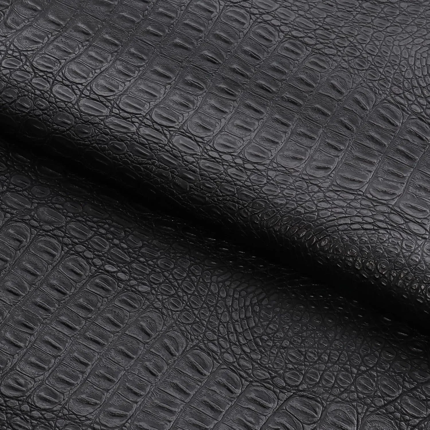 36"x54" Crocodile Pattern Faux Leather Fabric Marine Vinyl Soft Alligator Synthetic Leather Sheets for DIY Upholstery,Crafts,Handbags,Furniture Wrapping 0.5mm Thick (Black, 36inchx54inch)
