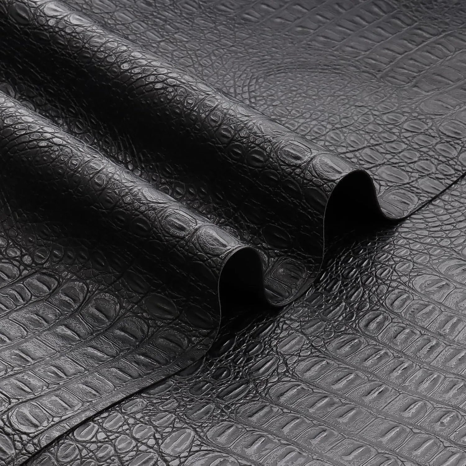 36"x54" Crocodile Pattern Faux Leather Fabric Marine Vinyl Soft Alligator Synthetic Leather Sheets for DIY Upholstery,Crafts,Handbags,Furniture Wrapping 0.5mm Thick (Black, 36inchx54inch)