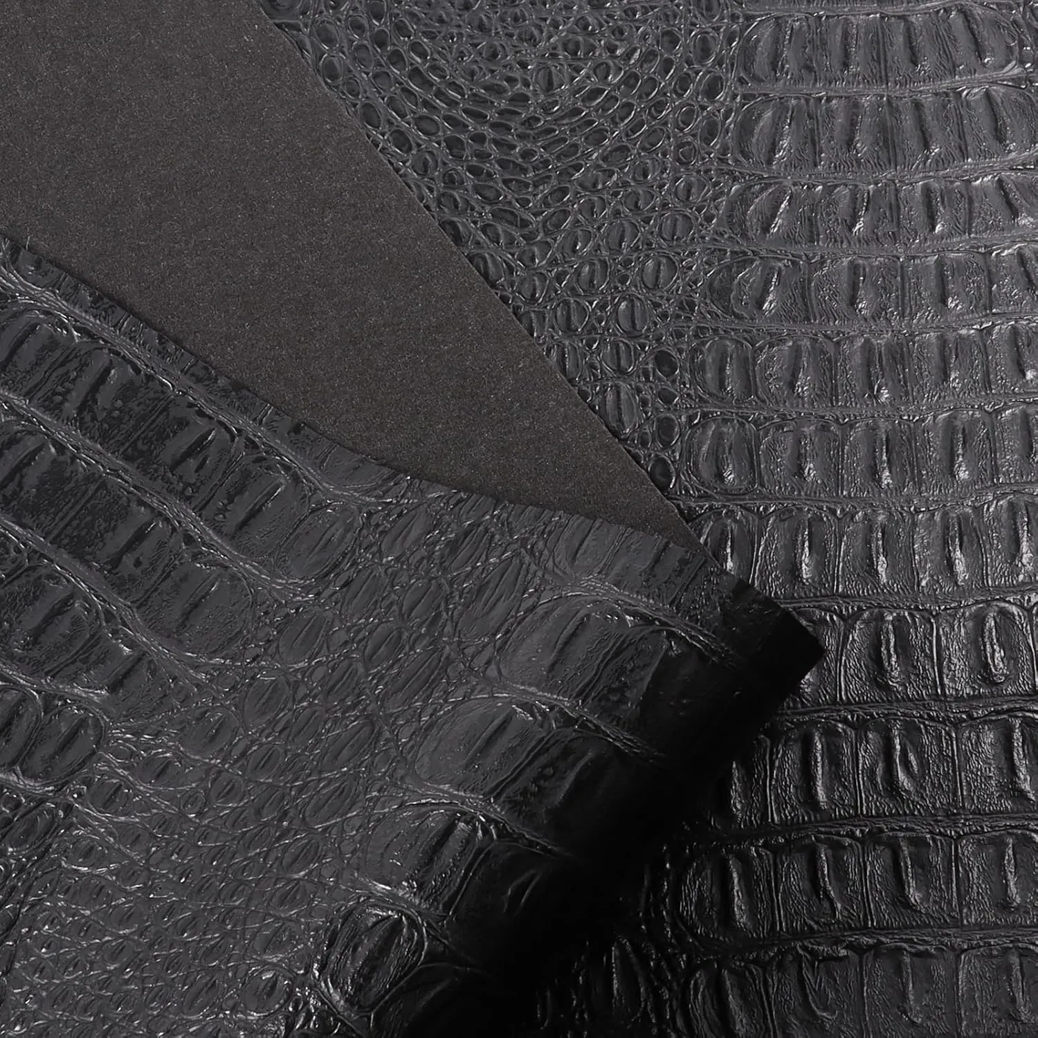 36"x54" Crocodile Pattern Faux Leather Fabric Marine Vinyl Soft Alligator Synthetic Leather Sheets for DIY Upholstery,Crafts,Handbags,Furniture Wrapping 0.5mm Thick (Black, 36inchx54inch)