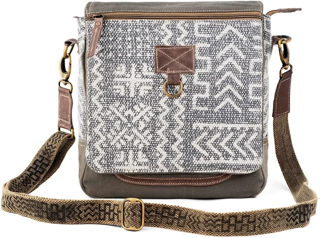 3B HOBIION Shoulder Flap Bag | Upcycled Vintage Canvas & Leather | Comes with 2 Different Straps | Multi Pockets Bag