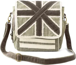 3B HOBIION Shoulder Flap Bag | Upcycled Vintage Canvas & Leather | Comes with 2 Different Straps | Multi Pockets Bag