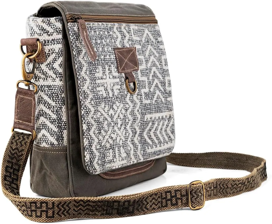 3B HOBIION Shoulder Flap Bag | Upcycled Vintage Canvas & Leather | Comes with 2 Different Straps | Multi Pockets Bag