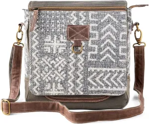 3B HOBIION Shoulder Flap Bag | Upcycled Vintage Canvas & Leather | Comes with 2 Different Straps | Multi Pockets Bag