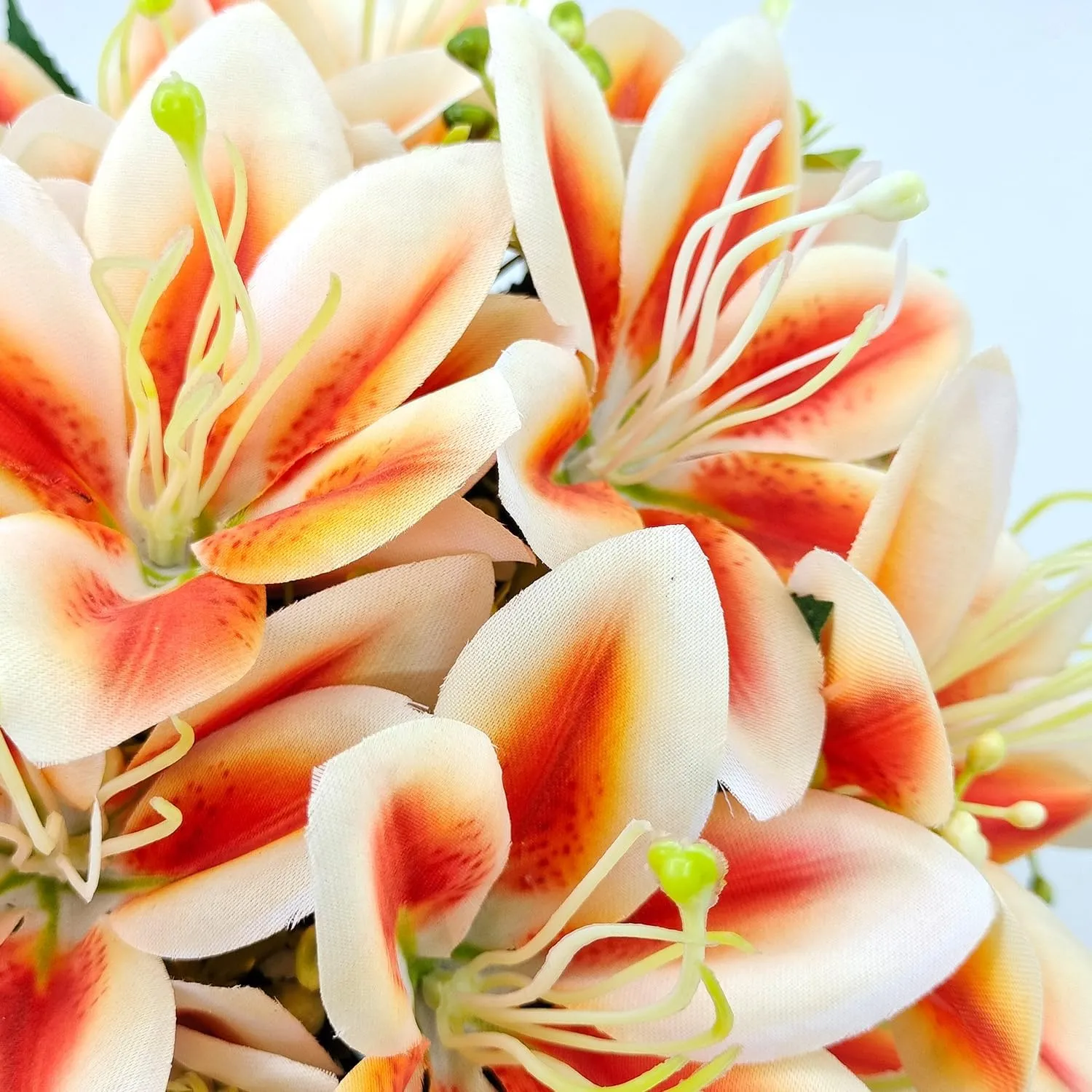 4 Bundles Artificial Tiger Lily Silk Flowers Faux Fake Lilies Plants for Wedding Bouquet Home Party Indoor Table Hotel Office Vases Floral Arrangements Outdoor Garden Decor (Orange)