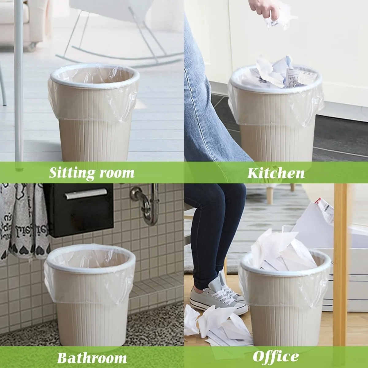 5 Gallon 330 Counts Strong Trash Bags Garbage Bags by Teivio, Bathroom Trash Can Bin Liners, Plastic Bags for home office kitchen, Clear