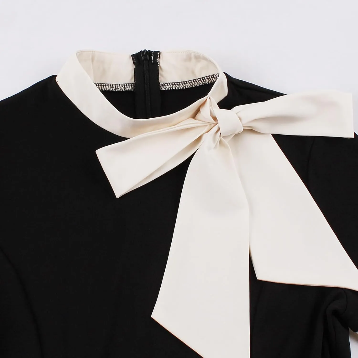 50s Style Dresses for Women Vintage Short Sleeve Tie Neck Swing Dress Midi Prom Dress with Belt