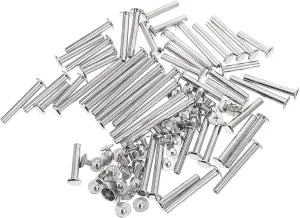 50Sets Binding Screws Plated Scrapbook Screw Posts for Photo Albums Leather Craft and Projects Assorted