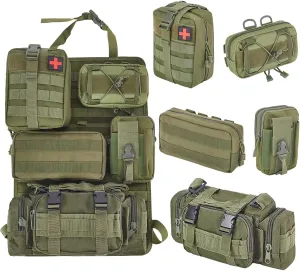 6 Pack Tactical Truck Organizer Back Seat Storage Car Seat Storage Bag Molle Panels for vehicles, Car and SUV with Lots of Handy Compartments (Army green)