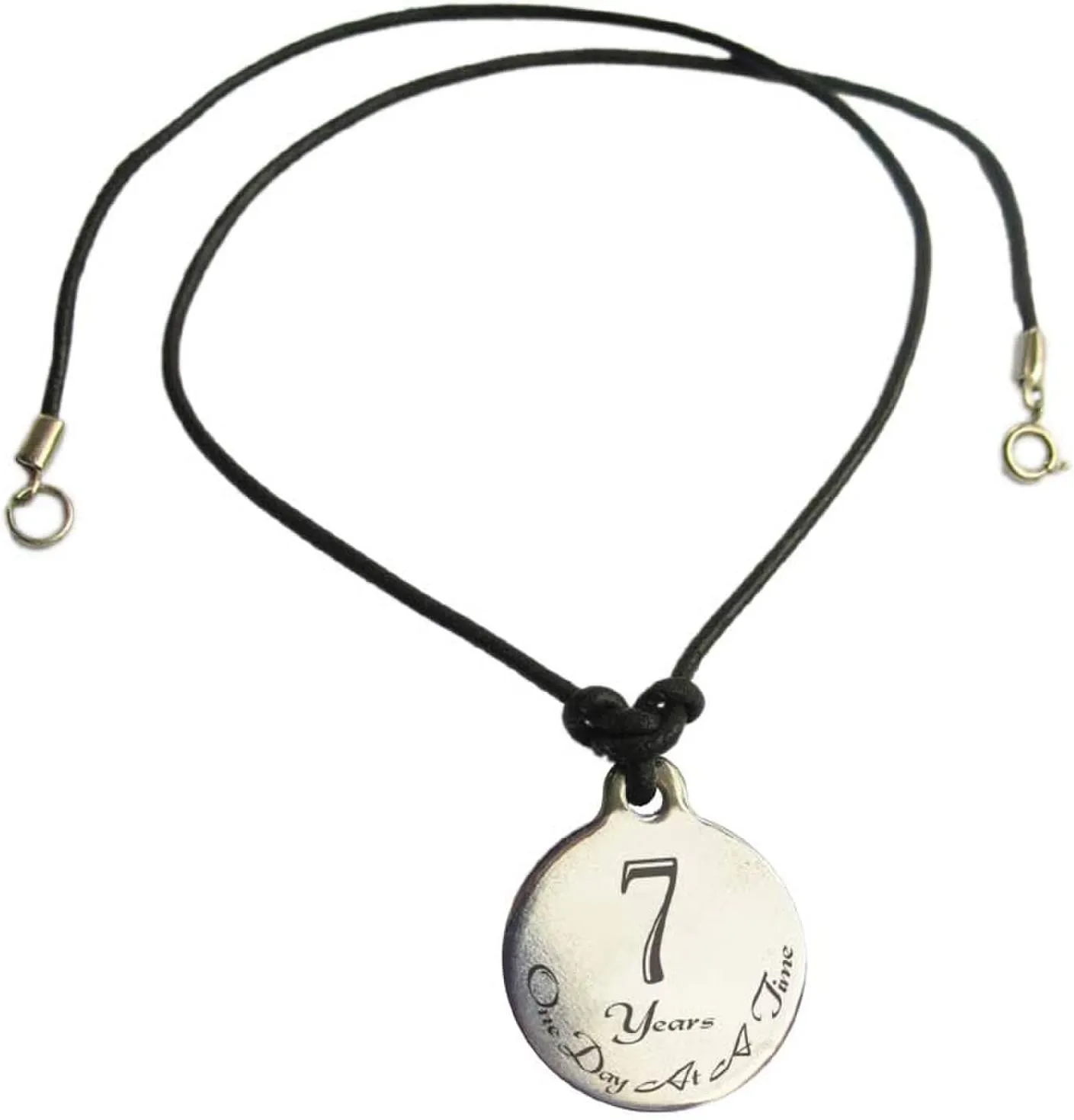 7 Year Sobriety Anniversary Medallion Leather Necklace for Sober Birthday, AA Alcoholics Anonymous, NA Narcotics Anonymous