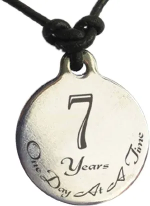 7 Year Sobriety Anniversary Medallion Leather Necklace for Sober Birthday, AA Alcoholics Anonymous, NA Narcotics Anonymous