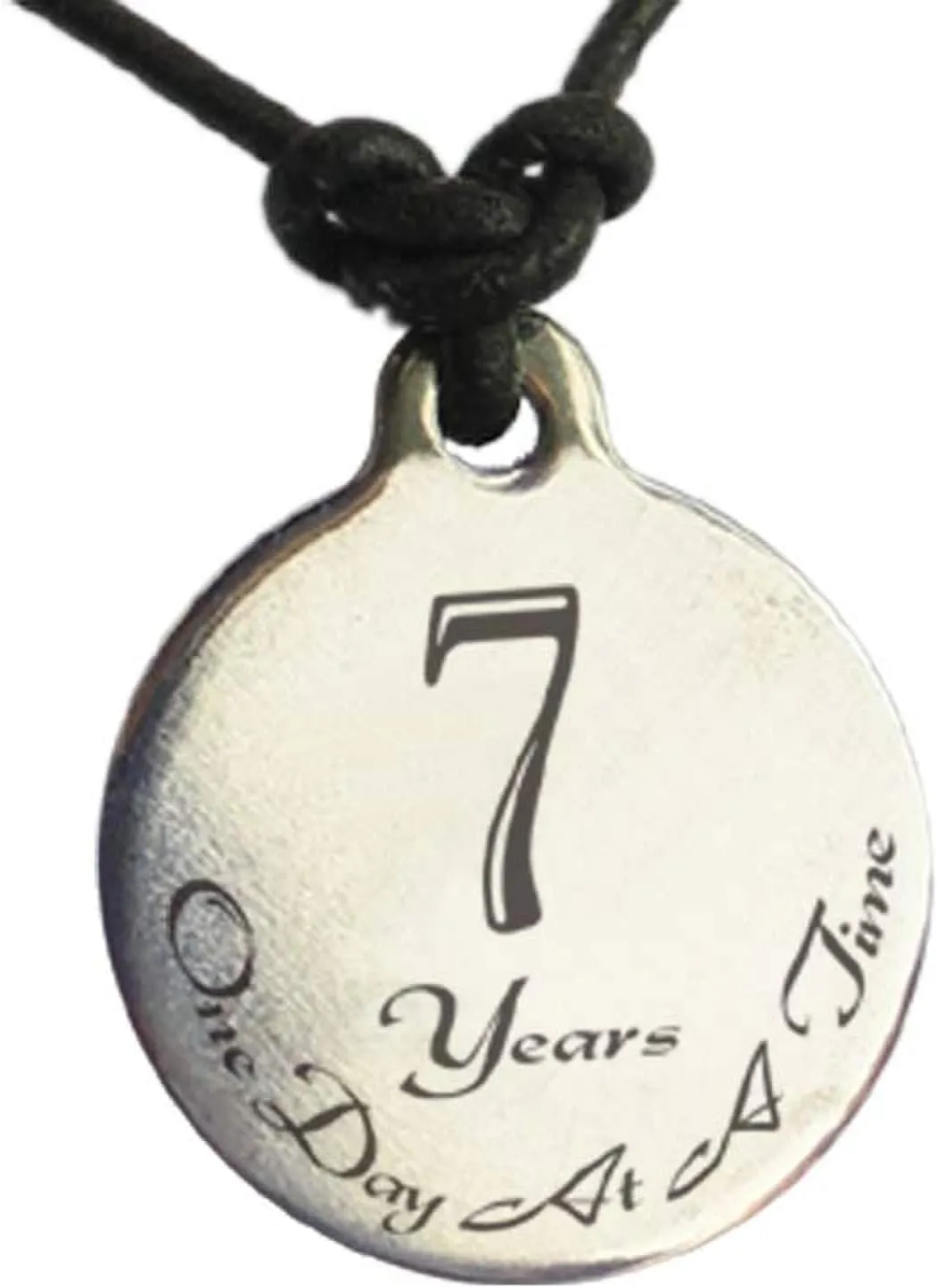 7 Year Sobriety Anniversary Medallion Leather Necklace for Sober Birthday, AA Alcoholics Anonymous, NA Narcotics Anonymous