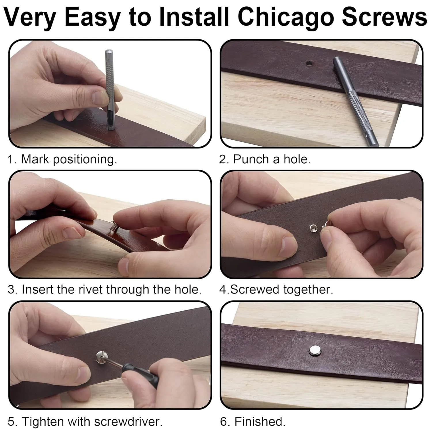 70Sets Chicago Screws Leather Rivets Assorted Screw Rivets Chicago Binding Screws for Decorate and Repair Leather Craft Belt Bag Shoes Purse Bookbinding (Silver, M5*15,18,20,25)