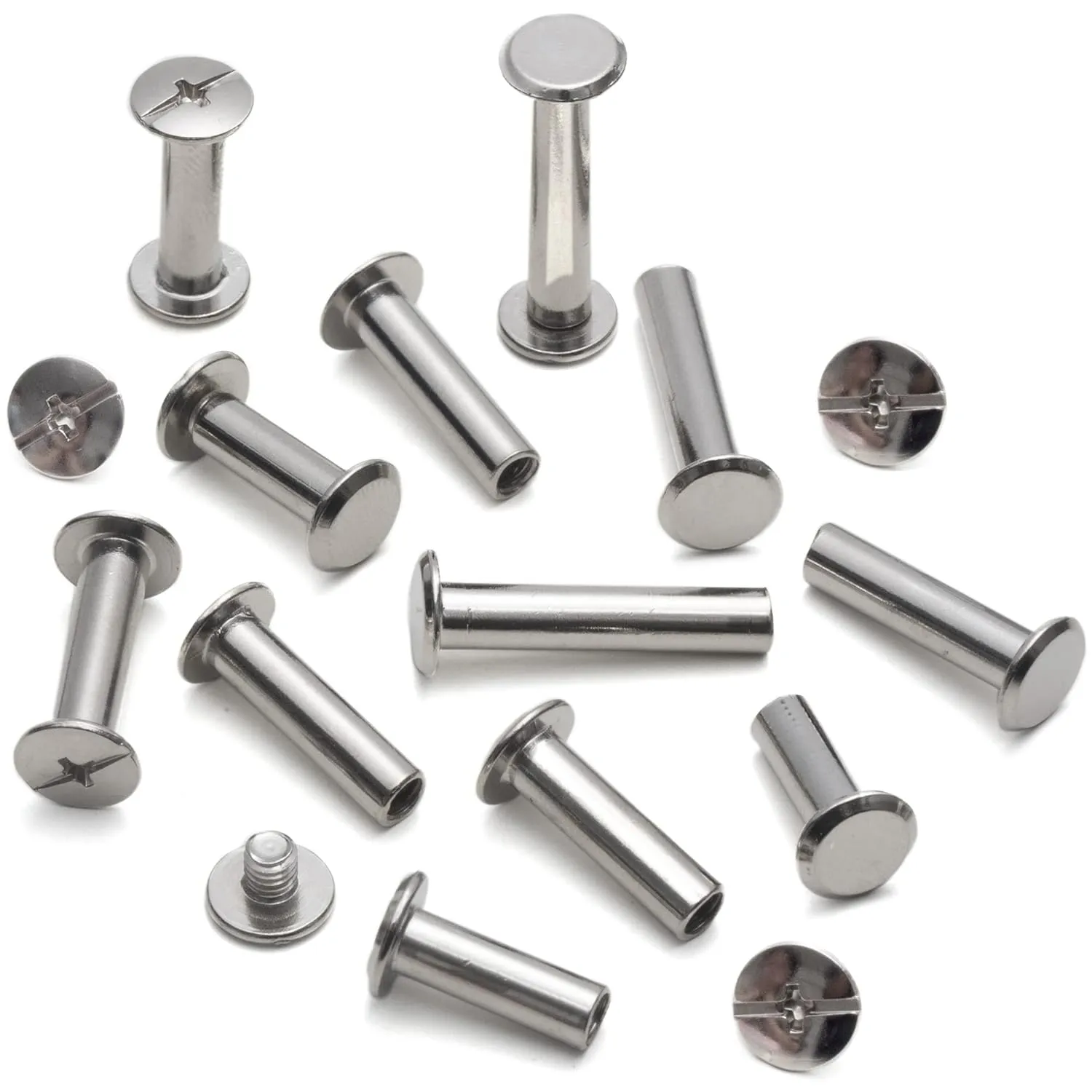 70Sets Chicago Screws Leather Rivets Assorted Screw Rivets Chicago Binding Screws for Decorate and Repair Leather Craft Belt Bag Shoes Purse Bookbinding (Silver, M5*15,18,20,25)