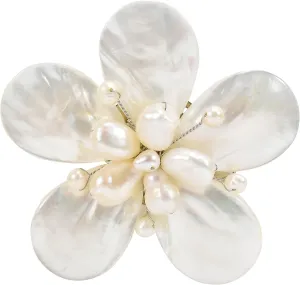 AeraVida Delightful Mother of Classy Pearl with Cultured Freshwater Pearl Flower Pin or Brooch for Women