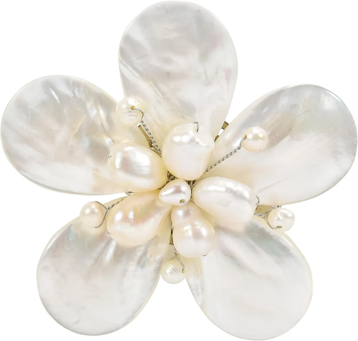 AeraVida Delightful Mother of Classy Pearl with Cultured Freshwater Pearl Flower Pin or Brooch for Women