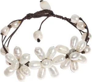 AeraVida Floral Purity Cultured Freshwater White Pearls Handmade Bracelet