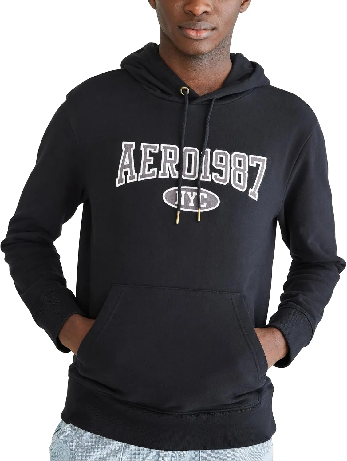 AEROPOSTALE Men's Aero Logo Popover Hoodie-Across Chest