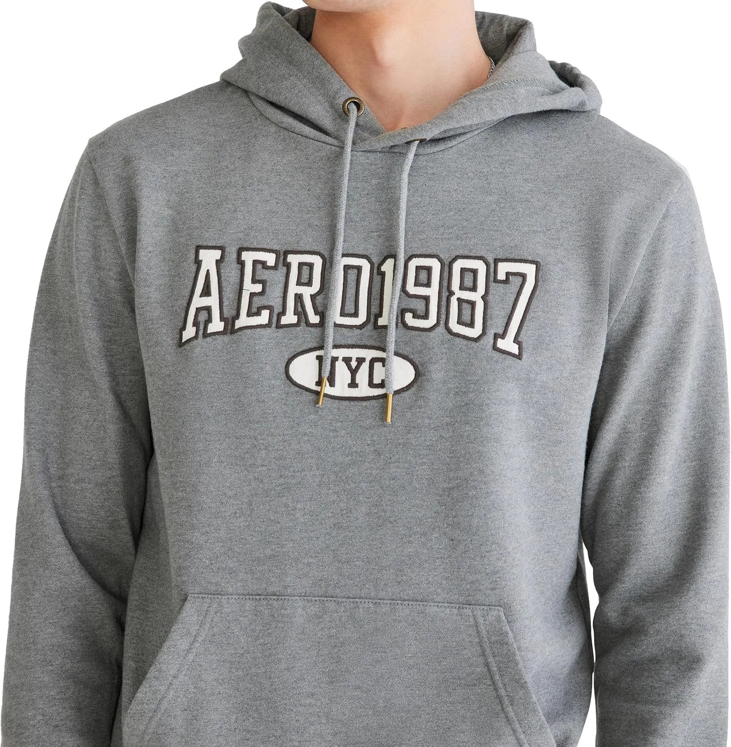 AEROPOSTALE Men's Aero Logo Popover Hoodie-Across Chest